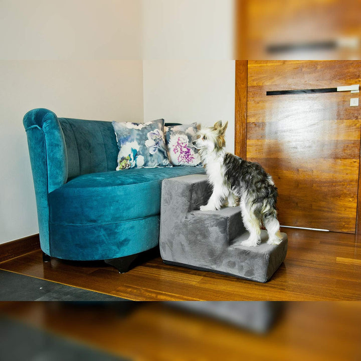 Hundetreppe 30 cm hoch | Katzentreppe Haustiertreppe | 3 Stufen | Hunde Katzen Haustier | für Bett u