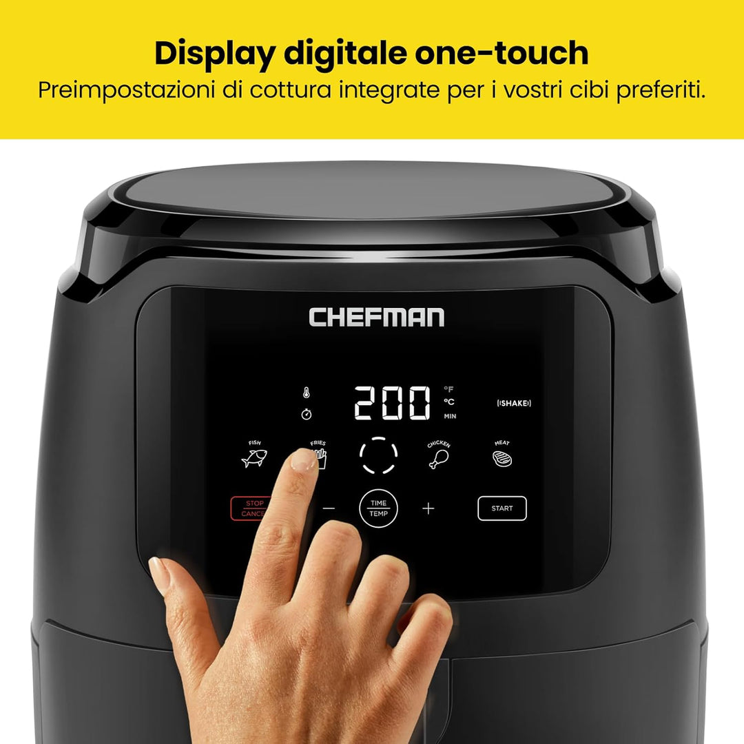 Chefman Digitale Heissluftfritteuse, 4.75 Liter Familiengrösse, One Touch Steuerung, Pommes, Hähnche