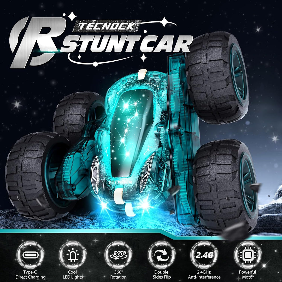 Tecnock 2025 Ferngesteuertes Auto mit 2.4 Ghz Fernbedienung 360°Flip Stunts Rc Auto Monstertruck mit