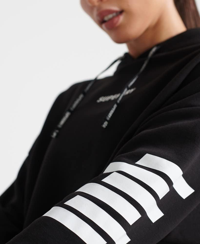 Superdry Damen Train Core Hood Hooded Sweatshirt L Schwarz, L Schwarz