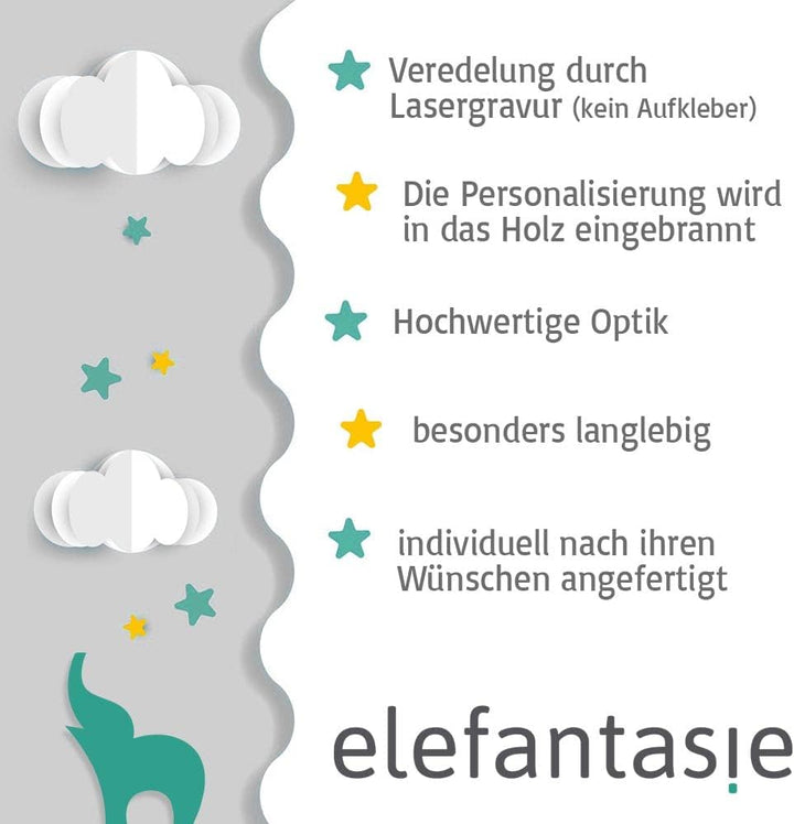 Elefantasie Trixie Flugzeug aus Holz PERSONALISIERT mit Name graviert Motorikspielzeug Holzflugzeug