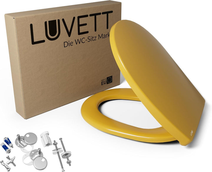 LUVETT® WC-Sitz mit Absenkautomatik C100 oval universell, Toilettendeckel mit 3 Edelstahl Montagelös