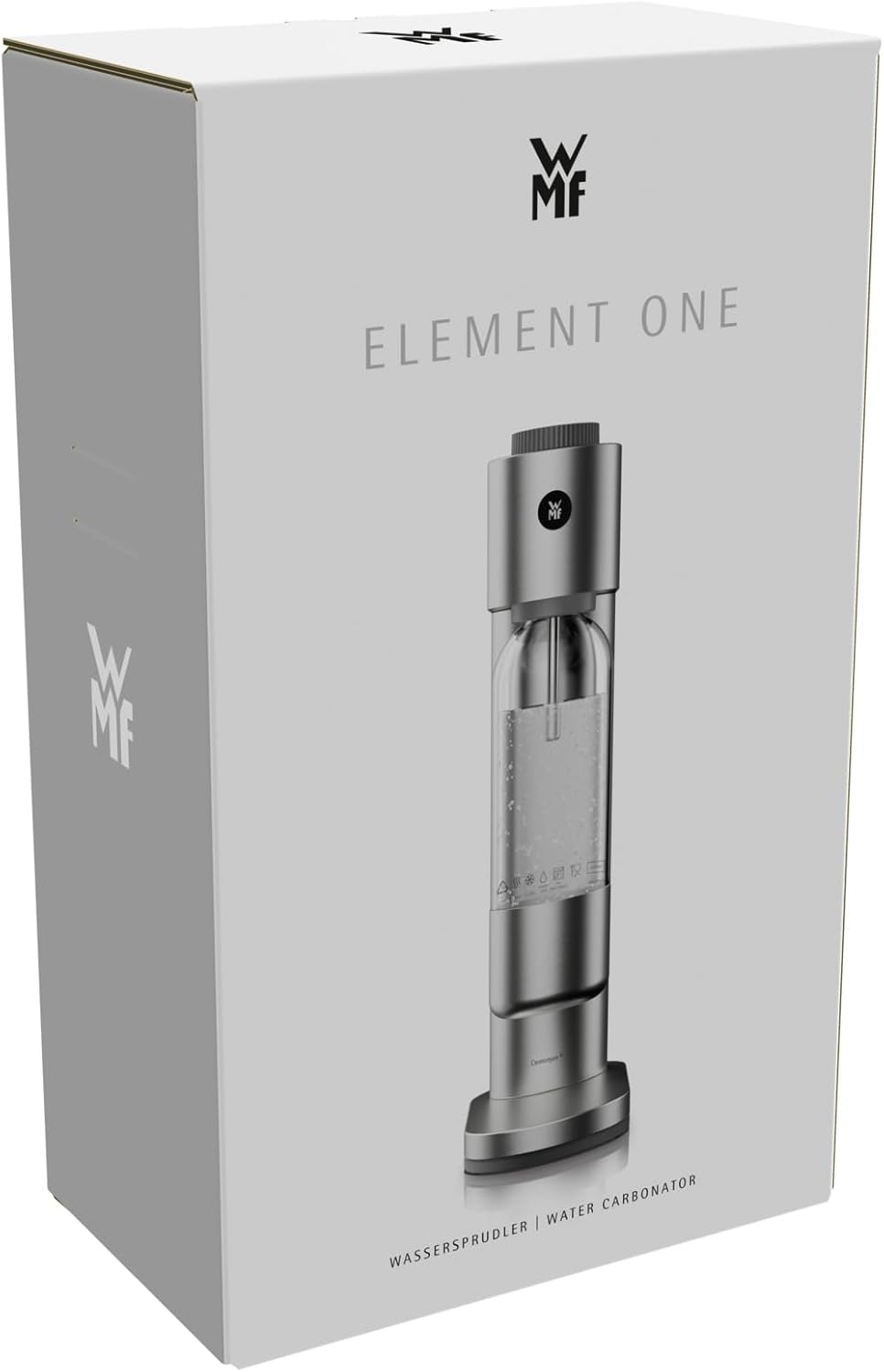 WMF Element One Wassersprudler – vollautomatische Edelstahl Sprudelmaschine mit 3 Graden, platzspare