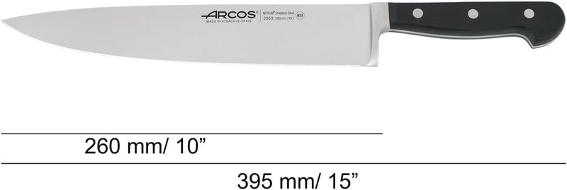 Arcos 255300 Serie Clasica - Kochmesser - Klinge aus Nitrum geschmiedetem Edelstahl 260 mm - HandGri