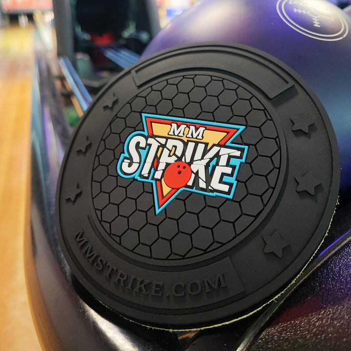 MMSTRIKE 2x Bowling Shammy Leather Pad+Black GripFlex Rubber Base Disc-Hook & Loop System.Oil Remova