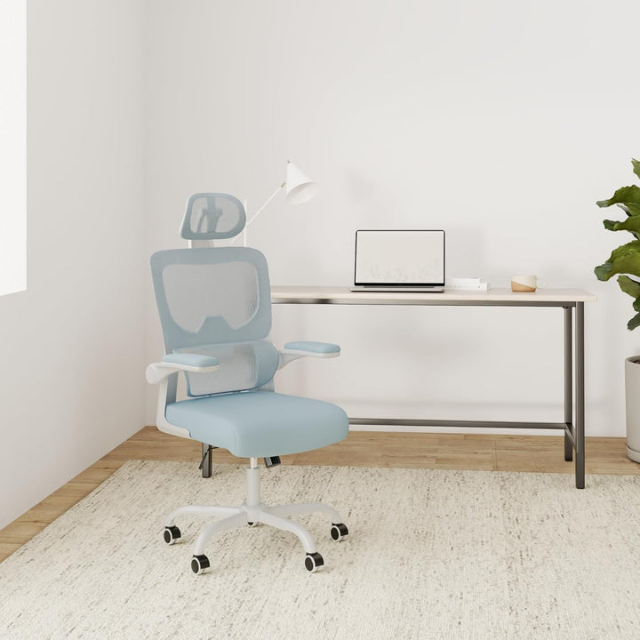 naspaluro Ergonomischer Bürostuhl: Schreibtischstuhl mit C-förmiger Lordosenstütze,Verstellbarer Kop