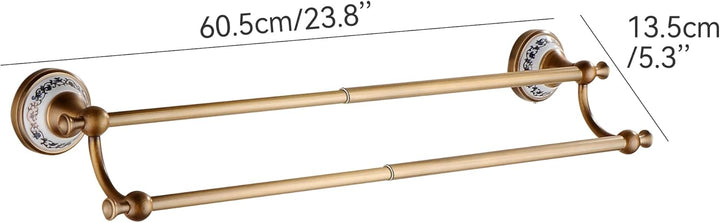 Doppelter Handtuchhalter aus Messing in Antikbronze-Optik, verstellbar von 39,4 bis 69,8 cm, Badetuc