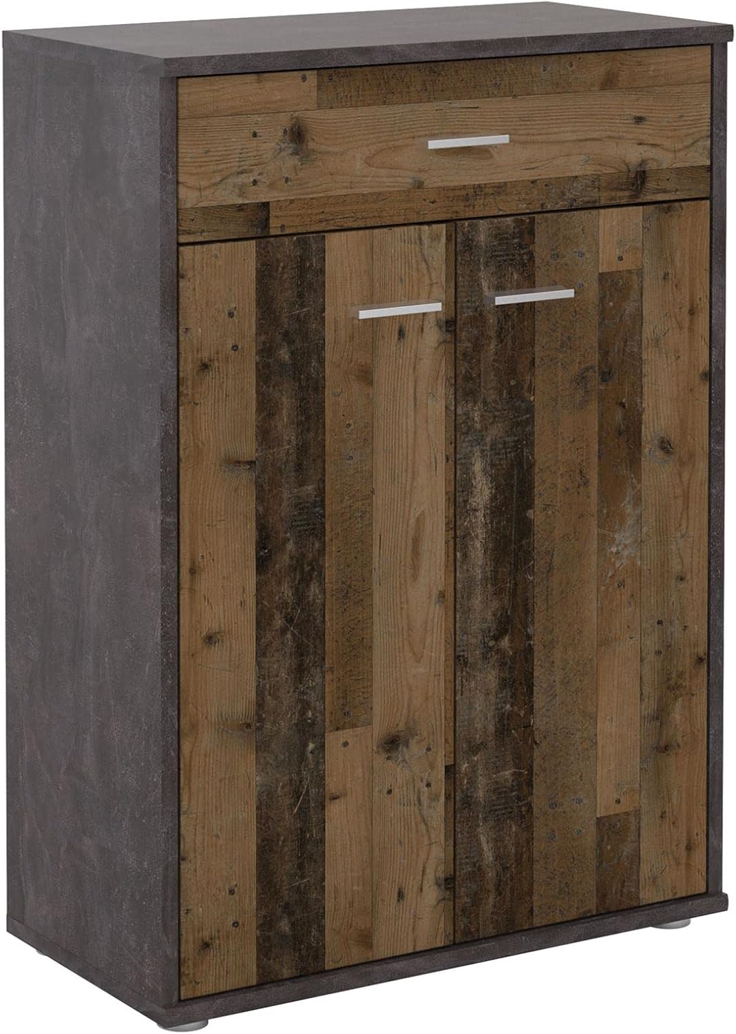 CARO-Möbel Kommode Tommy Sideboard Schrank in dunkler Betonoptik/Old Style mit Schublade und 2 Türen