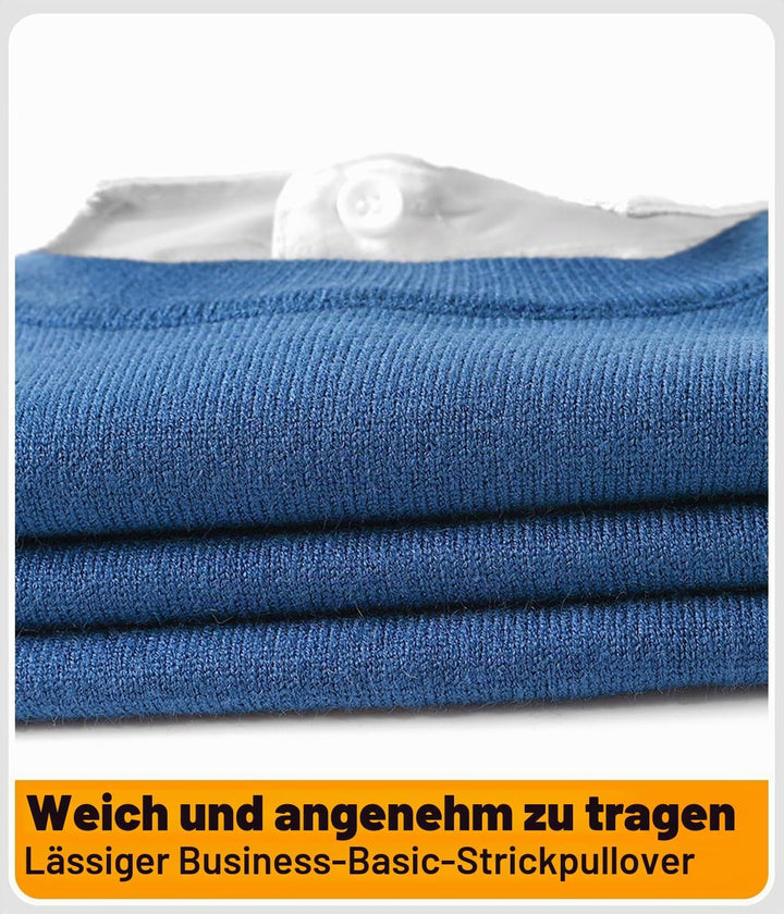 Harbrosrce Herren Strick Pullover V Ausschnitt Strickpullover Feinstrick Mock Hemdkragen Strickwaren