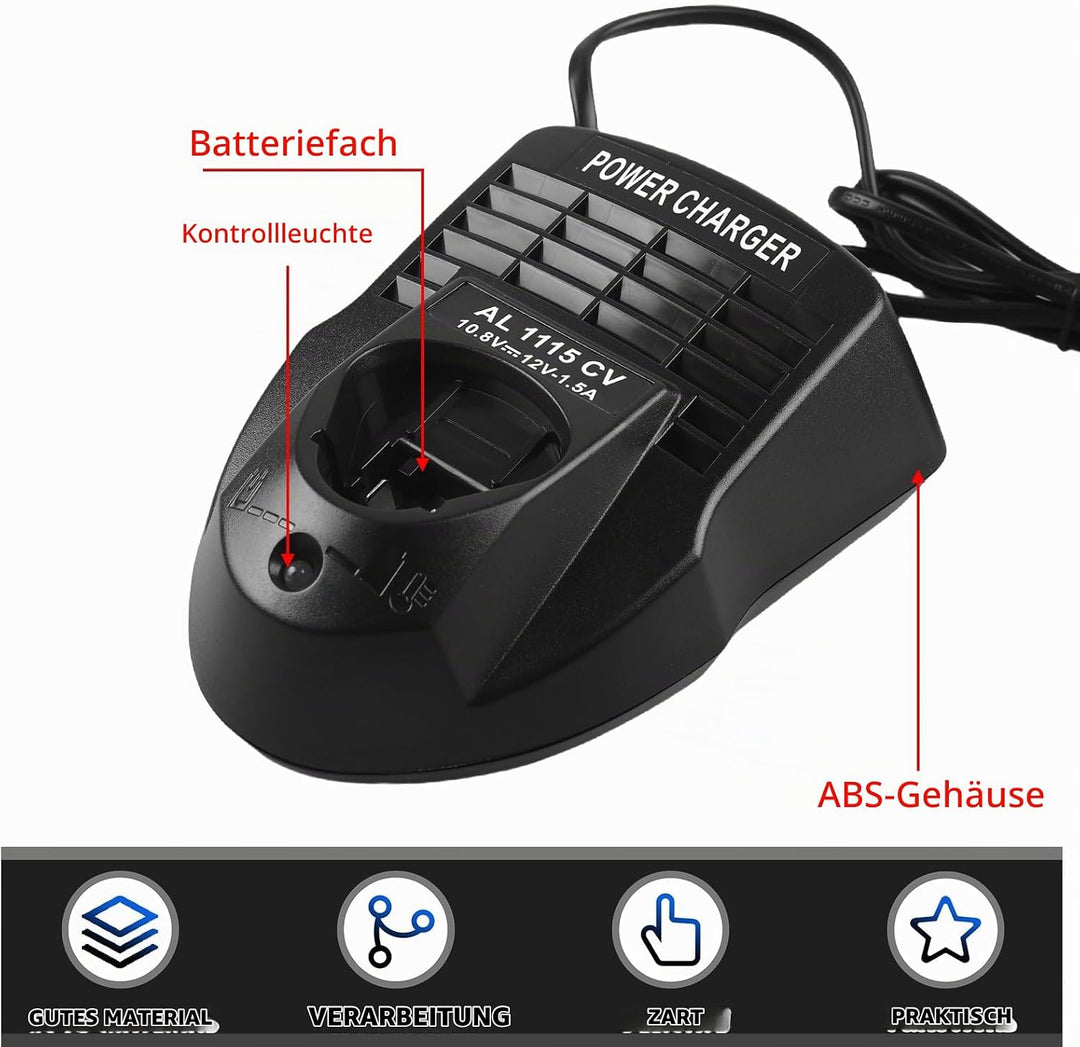 12V Akku Ladegerät für Bosch, Li-ion Ladegerät für Bosch Professional, AL1115CV Akkus Schnellladeger