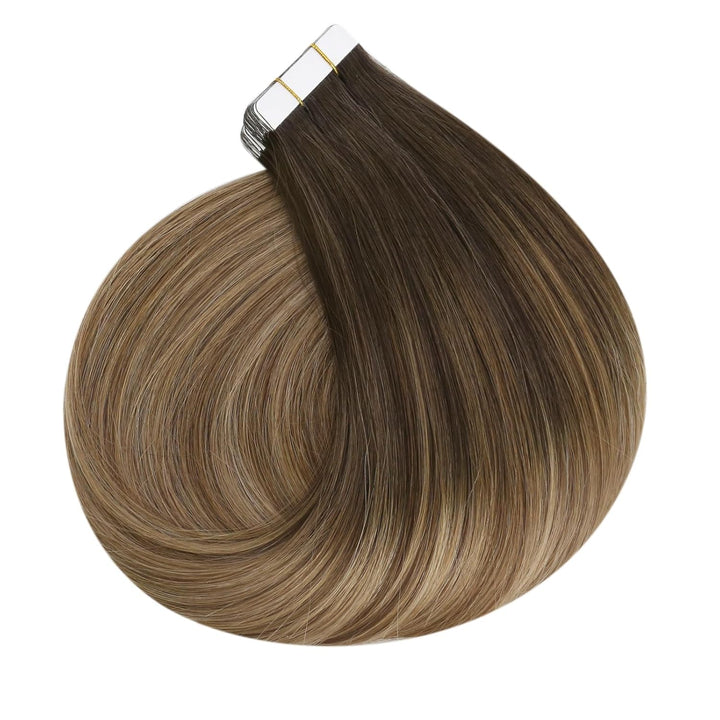 Ugeat Invisible Tape Extensions Echthaar 40cm Goldbraun Gerade Echthaar Extensions Tape Mittelbraun