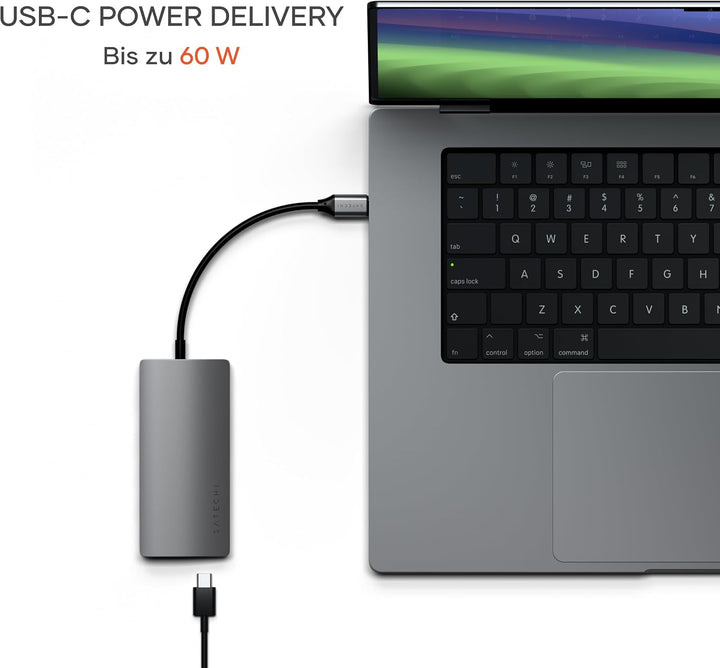 SATECHI USB-C Hub V2 8-in-1, PD 60 W, Space Grau Space Grau V2 60W USB-A 4K, Space Grau V2 60W USB-A