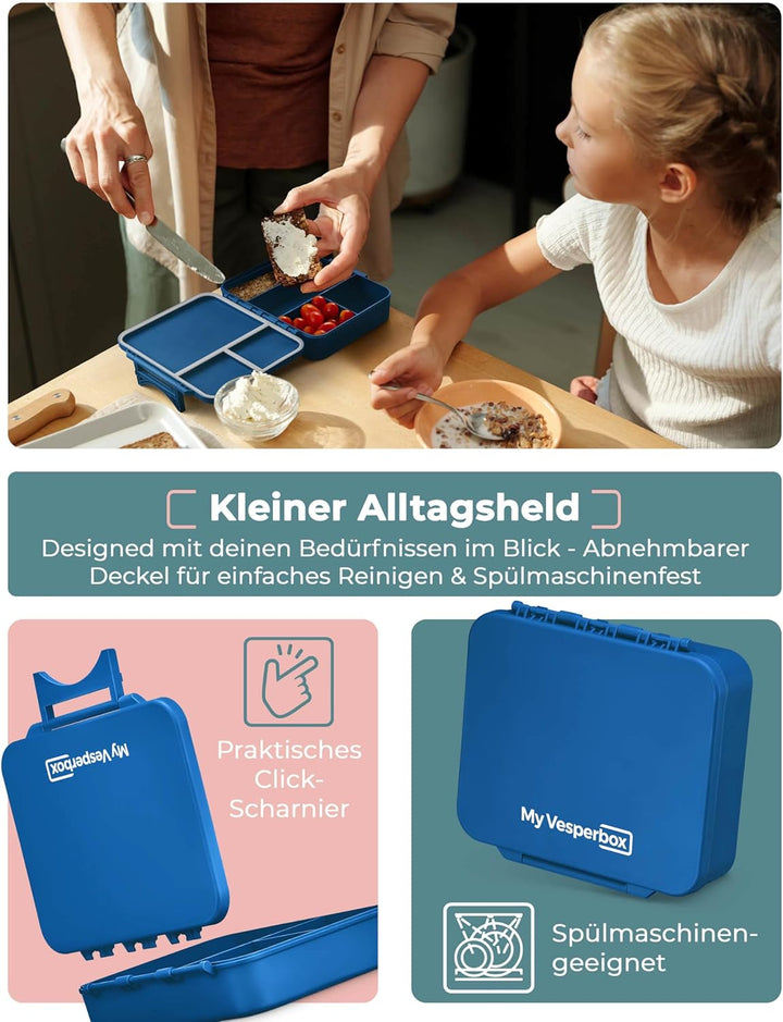 My Vesperbox® Brotdose für Kinder mit Fächern Liv [MADE IN GERMANY] - Lunchbox mit Trennfächern - Be