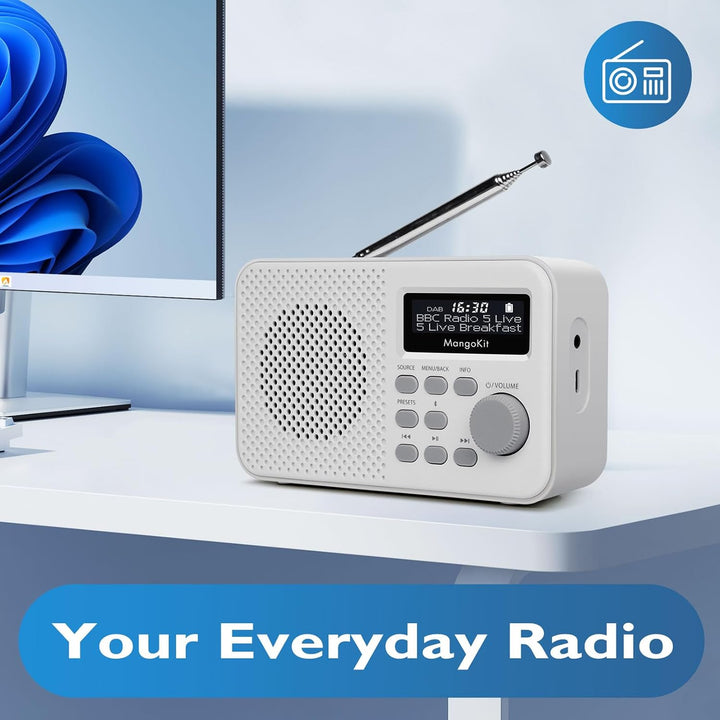 MD2 PLUS Tragbares DAB/DAB+/UKW Digitalradio,Bluetooth-Streaming,40 Speicherplätze,Klares Display,Ko