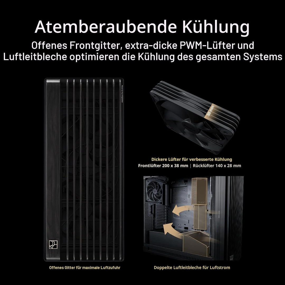 ASUS ProArt PA602 Wood Edition Tempered Glass E-ATX PC Gehäuse (zertifiziertes Holz, vorinstallierte