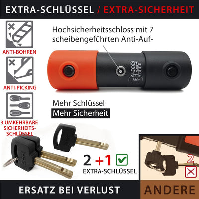 KRASER KR120L Solid U Vorhängeschloss SRA-geprüftes Motorradschloss Diebstahlschutz Motorrad Sicherh