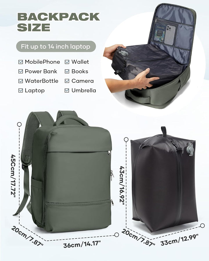 SZLX Grosser Reiserucksack Damen,Vakuum Rucksack mit Pumpe Ryanair Handgepäck 40x30x20 Herren, Wizza