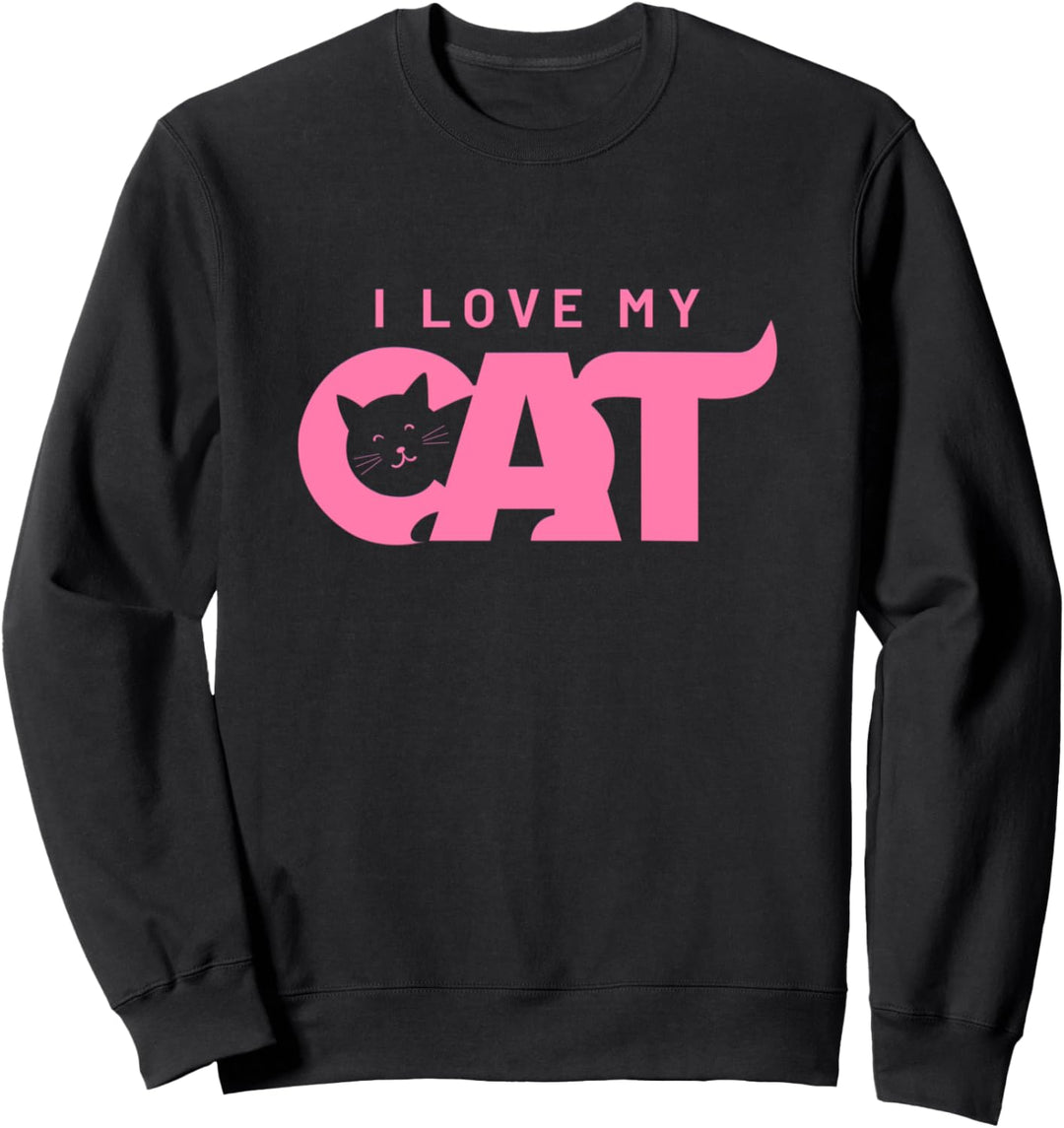 Süsses Katzen-Motiv I Love My Cat Zeichnung Katze-Spruch Sweatshirt