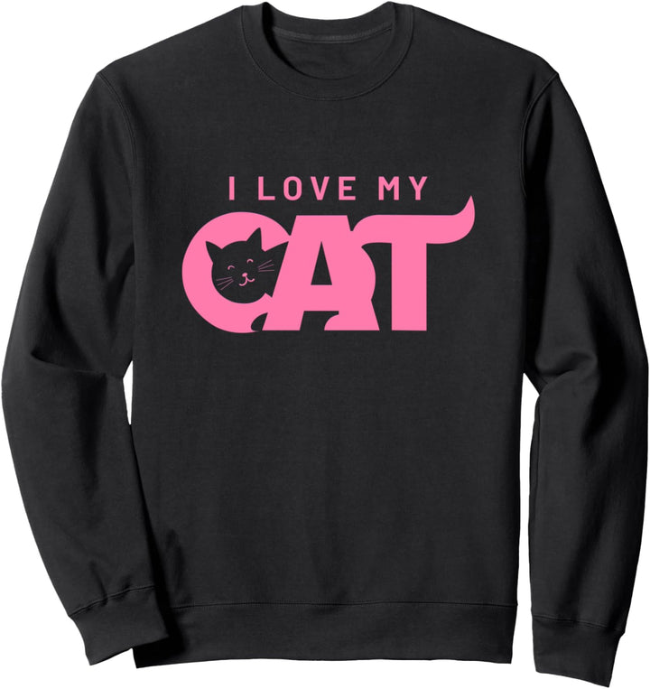 Süsses Katzen-Motiv I Love My Cat Zeichnung Katze-Spruch Sweatshirt