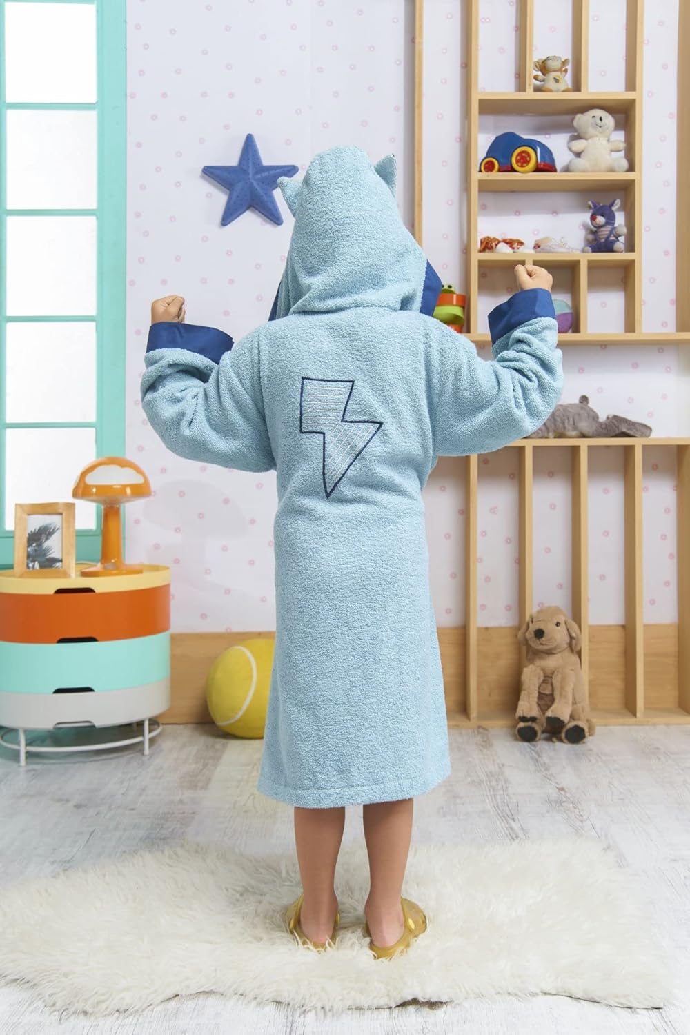 ELY PARKER Bademantel Kinder Frottee, Jungs, Jungen, Mädchen, Handtuch aus Türkische Baumwolle, mit