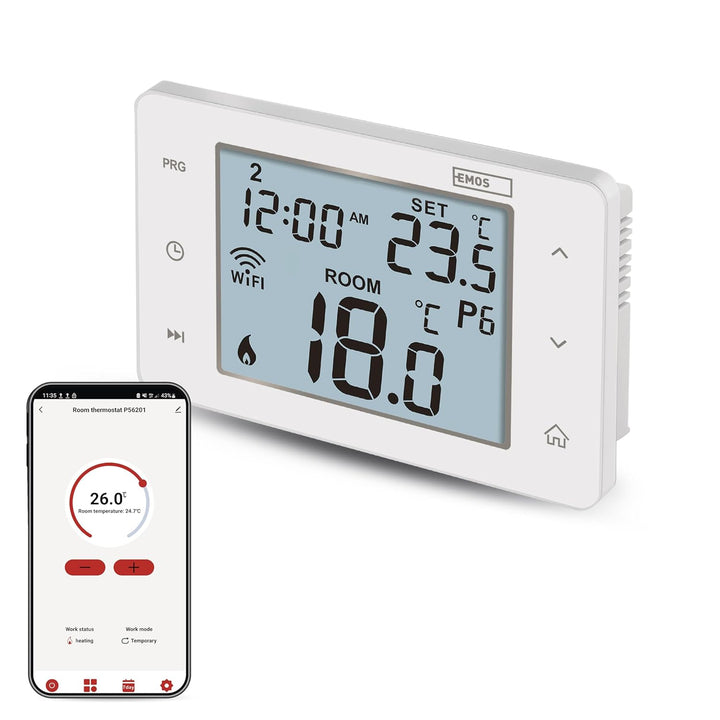 EMOS GoSmart WiFi Raumthermostat mit App, programmierbarer Smart Thermostat, Draht-Thermostat kompat