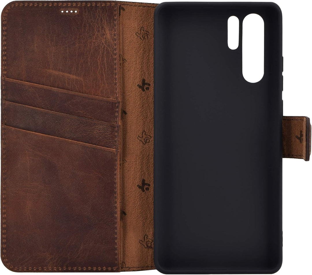 Suncase Book-Style kompatibel mit Huawei P30 PRO Hülle (Slim-Fit) Leder Tasche Handytasche Schutzhül