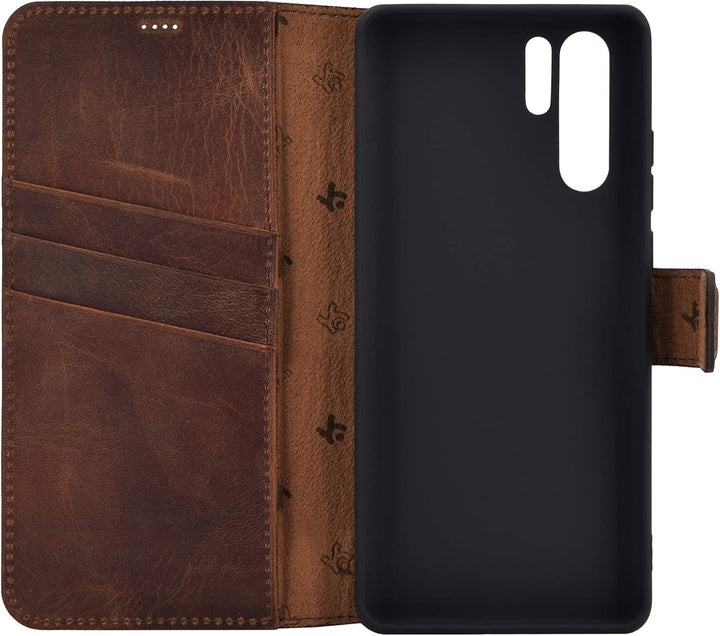 Suncase Book-Style kompatibel mit Huawei P30 PRO Hülle (Slim-Fit) Leder Tasche Handytasche Schutzhül