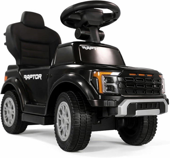 Lemodo Rutschauto Ford F-150 schwarz mit Schiebestange, Kinderfahrzeug aus Kunststoff mit Sound-Lenk