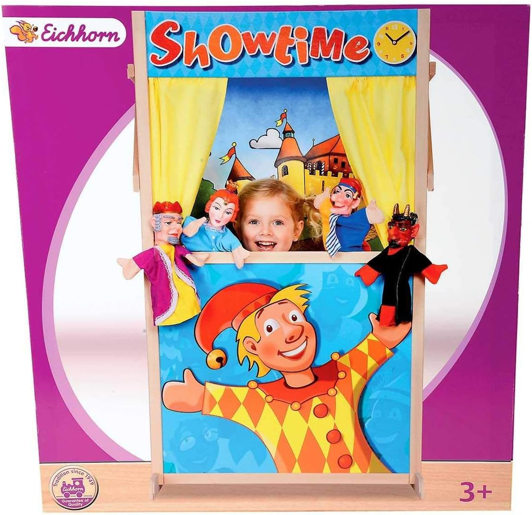 Eichhorn 100002586 - Stand-Kasperltheater 27,5x64x110cm, Zwei tauschbare Hintergründe, teilmontiert,