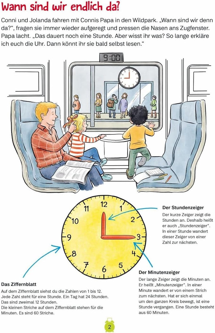 Atlanta Kinderwecker Mädchen ohne Ticken + Kinderbuch Conni Die Uhrzeit - 2127/5 BU (Blau Conni), Bl