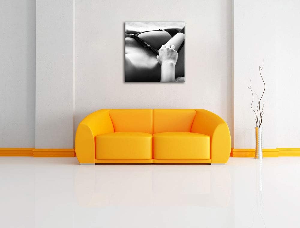 Pixxprint Sexy Frauenkörper mit Dessous / 70x70cm Leinwandbild bespannt auf Holzrahmen/Wandbild Kuns