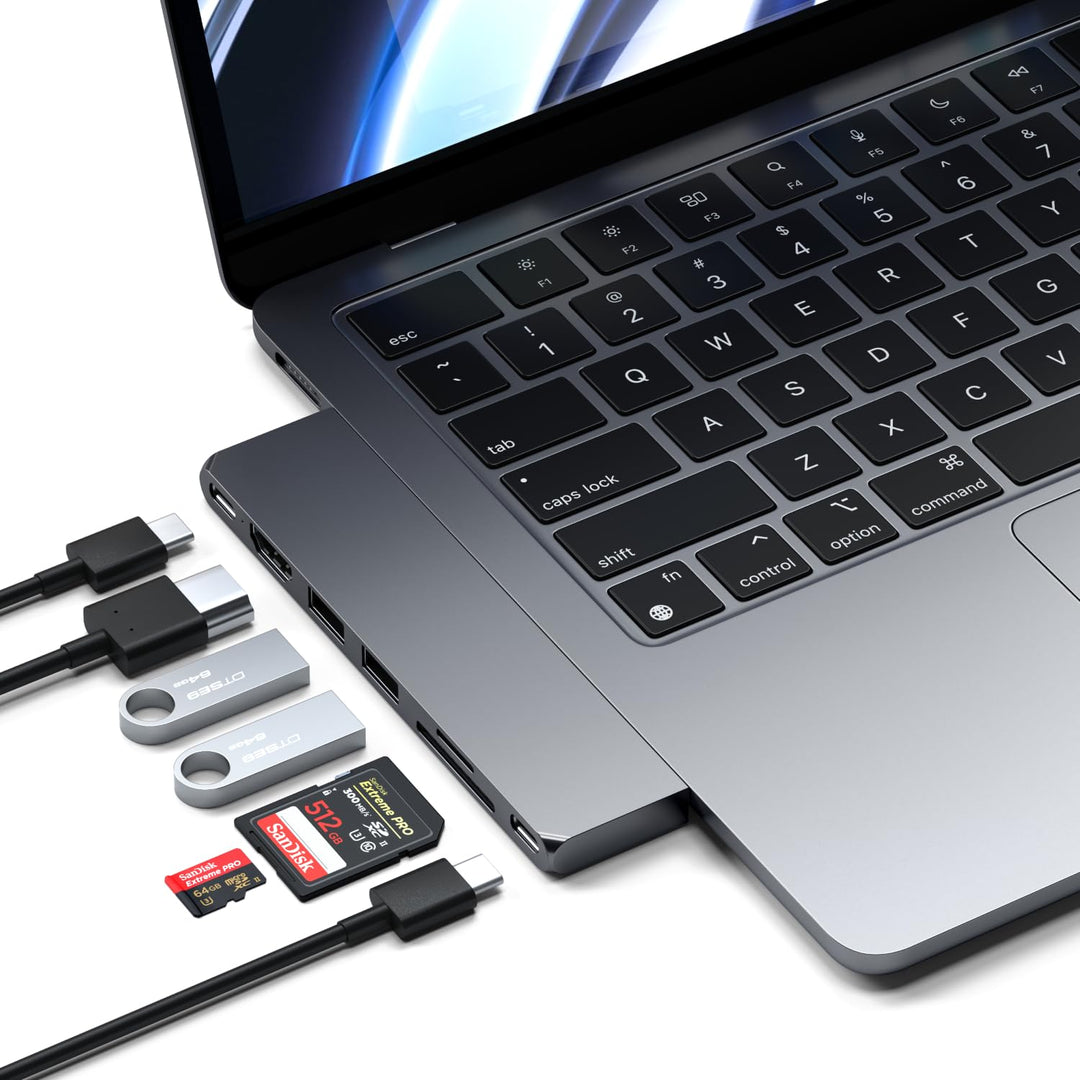 SATECHI 7-in-1 USB4 Pro Slim USB-C Hub mit bis zu 6K@60Hz, 100W PD Ladefunktion, schneller Datenüber