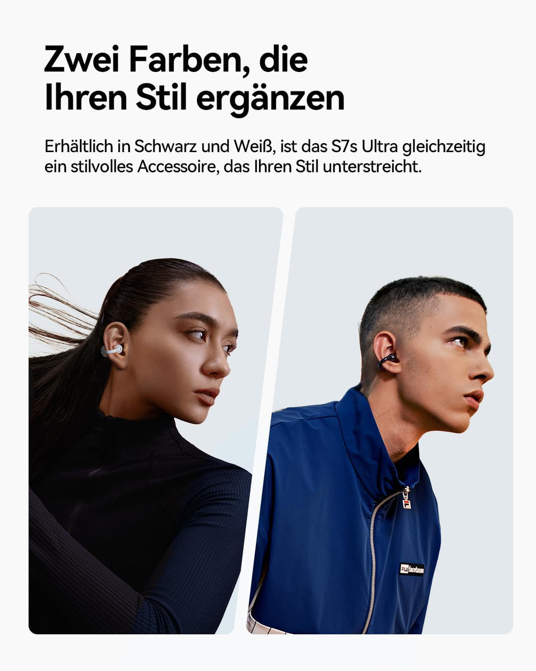 SANAG S7SUltra Open Ear Kopfhörer, Clip On Earbuds Kabellos Dyna HiFi, Bluetooth 6.0, 40H Spielzeit,
