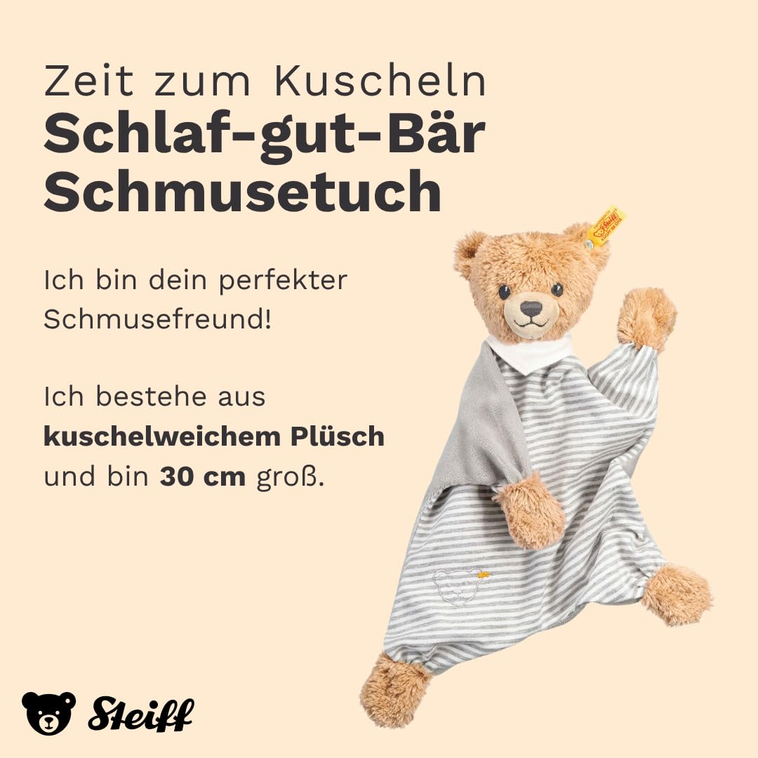 Steiff Kuscheltier Schlaf-gut-Bär Schmusetuch, Süsses Stofftier, Jungen, Mädchen & Babys ab 0 Monate
