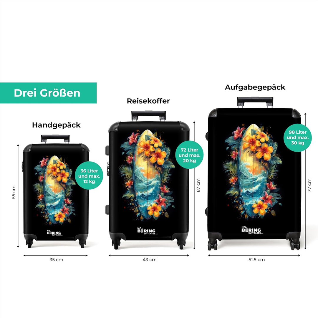 NoBoringSuitcases.com® Koffer XL Gross 77x51.5x28 cm Hartschale Reisekoffer 4 Rollen Leicht Koffer T