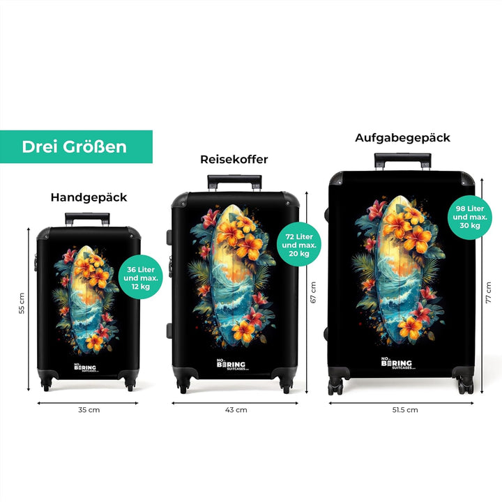 NoBoringSuitcases.com® Koffer XL Gross 77x51.5x28 cm Hartschale Reisekoffer 4 Rollen Leicht Koffer T