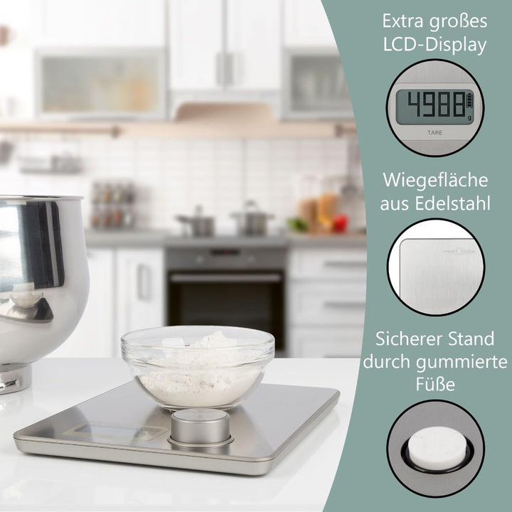 ProfiCook® Küchenwaage ohne Batterien | Küchenwaage digital mit kinetischer Energie | Waage mit Mess