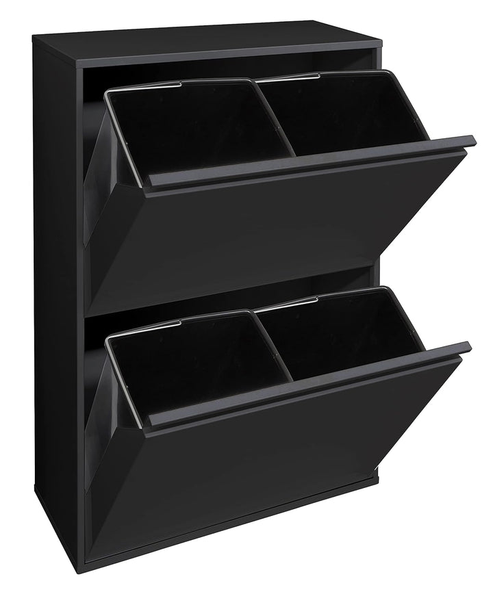 ARREGUI Basic CR606-B Recycling Abfalleimer/Mülleimer aus Stahl, Mülltrennsystem mit 4 entnehmbaren