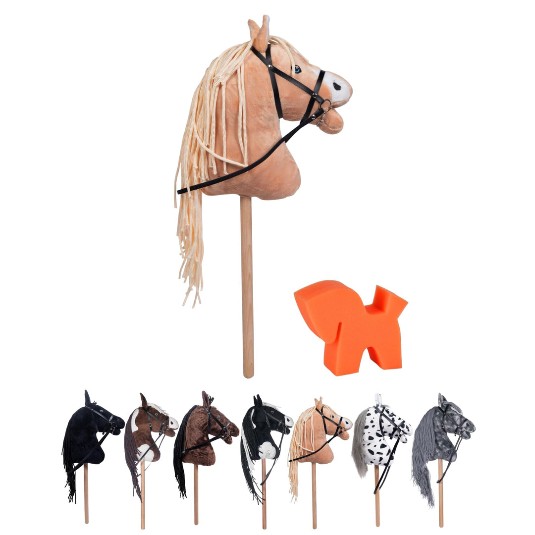 RL24 HKM - Hobby Horse Sunny inkl MagicBrush | Steckenpferd mit Trense | Spielpferd aus Plüsch mit H