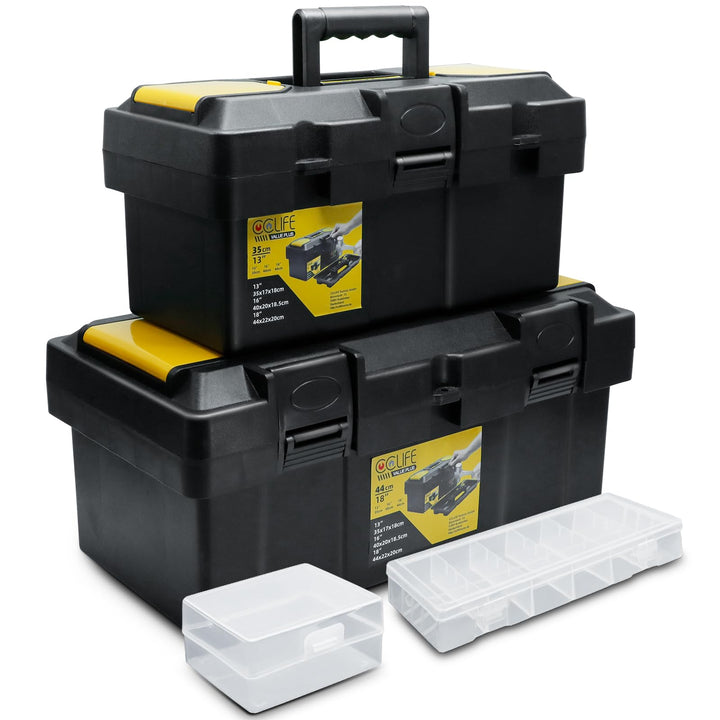 CCLIFE Werkzeugbox Set 18"(44 x 22 x 20 cm) + 13"(35 x 17 x 18 cm) Werkzeugkasten Koffer mit 2 klein