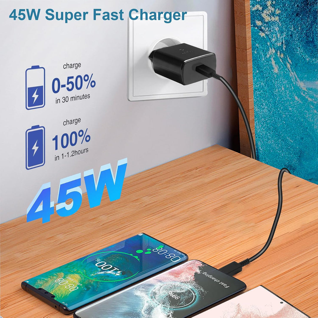 45W USB C Ladegerät Schnellladegerät, Super Fast Charger Netzteil mit 2 m 5A Ladekabel Schnellladeka