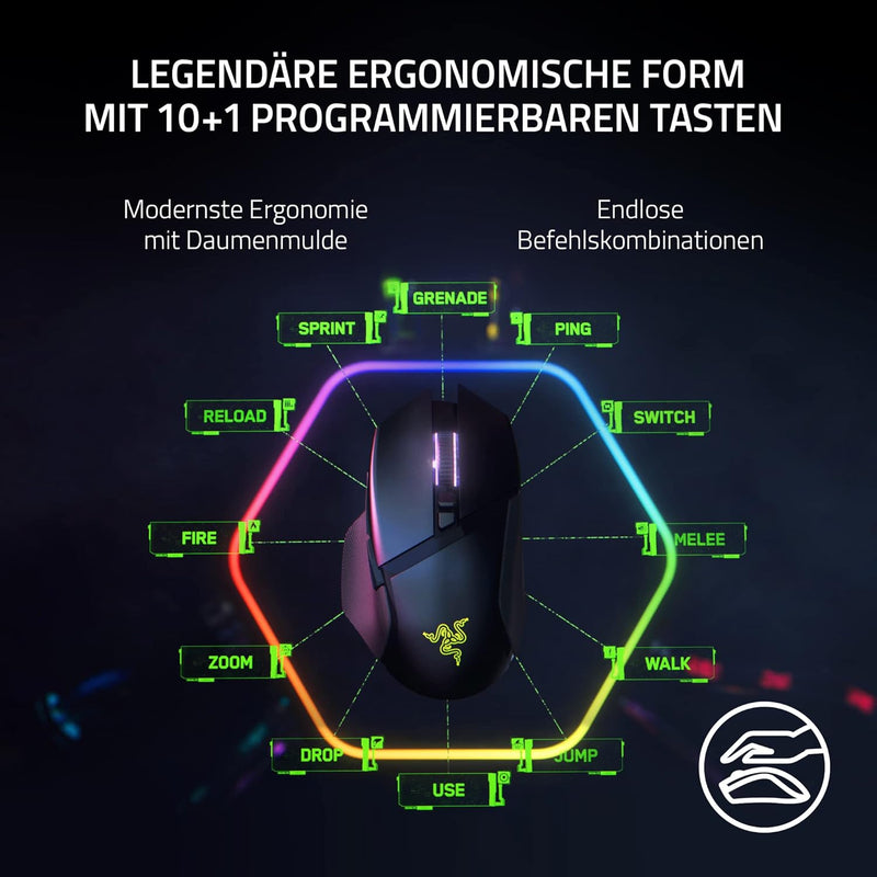 Razer Basilisk V3 Pro - Anpassbare kabellose Gaming-Maus mit Razer HyperScroll Tilt Wheel (Focus Pro
