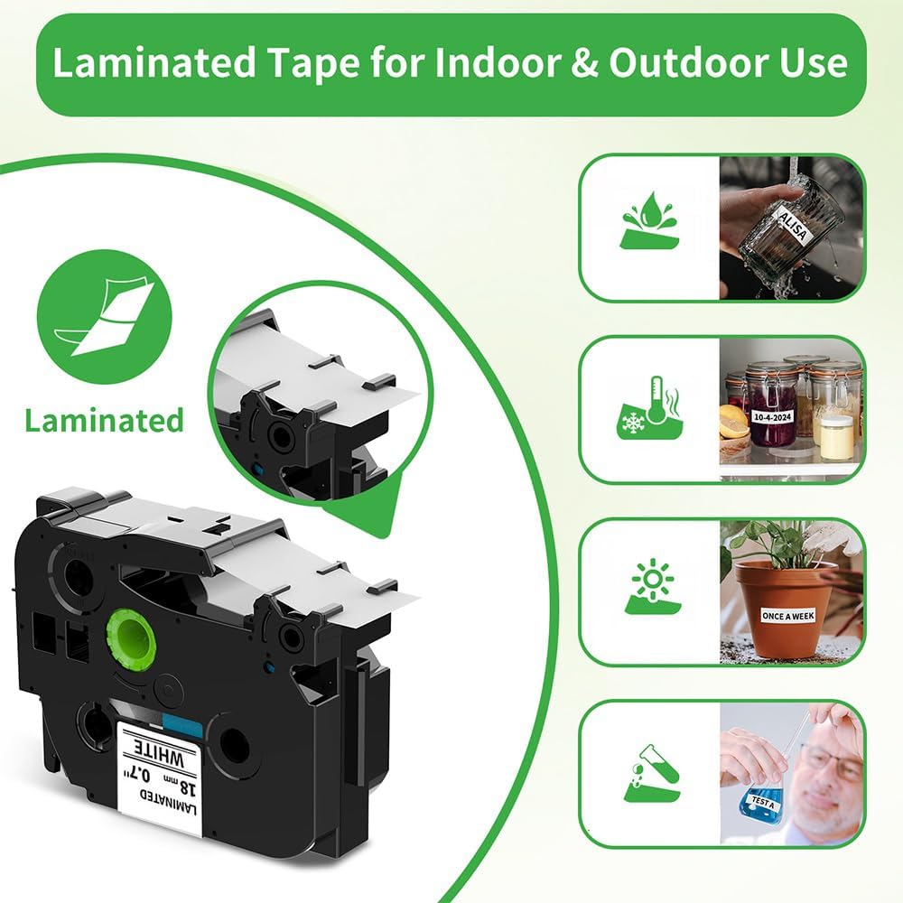 Oozmas Kompatibel mit Brother P-touch Bänder 18mm TZe-241 TZ tape 18mm 0.7 Weiss, Kompatibel mit Pto