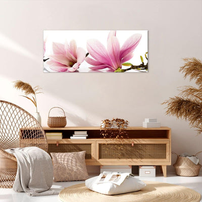 Wandbilder Dekoration Wohnzimmer Magnolie blume natur pflanze Panorama Bilder auf Leinwand 120x50cm