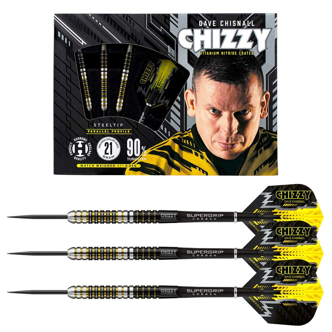 Harrows Steel Darts Dave Chisnall Chizzy 90% Tungsten Steeltip Dart Steeldart 24 Gramm, 24 Gramm