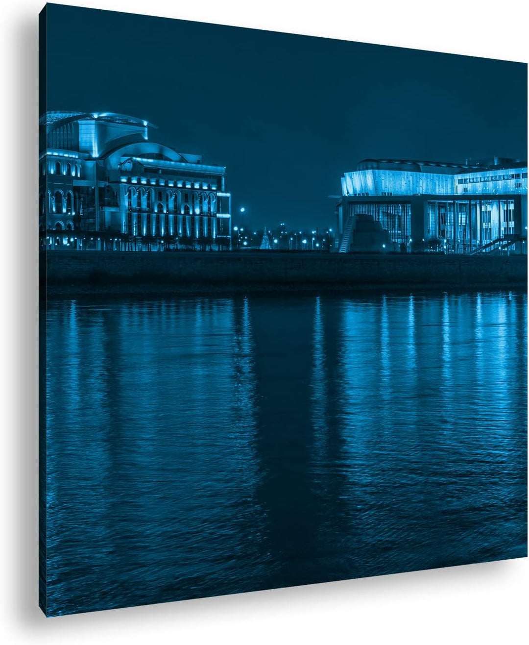 deyoli Küste von Budapest Format: 60x60 Effekt: Monocrome Blau als Leinwandbild, Motiv fertig gerahm