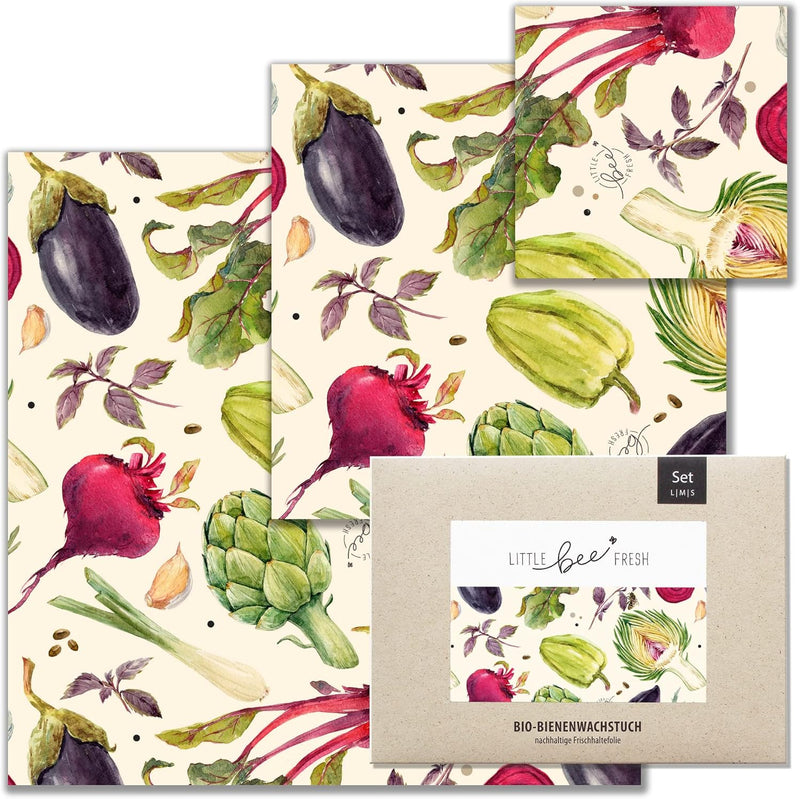 little bee fresh Bio-Bienenwachstücher Starter-Set "S/M/L" aus Deutschland - hält Lebensmittel natür