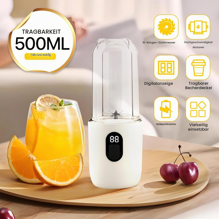 RoserRose Tragbarer Mixer, Portabler Elektrischer Saftpresse mit Digitalanzeige, 1500mAh Akku, Draht