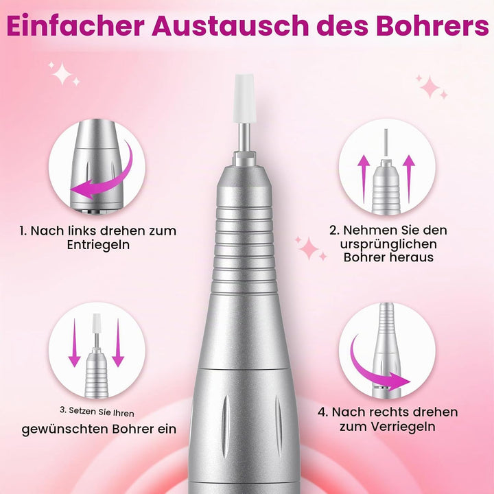 45000 u/m Professionelle tragbare Nagelfräser Maschine für Acryl- und Gelnägel, wiederaufladbares el