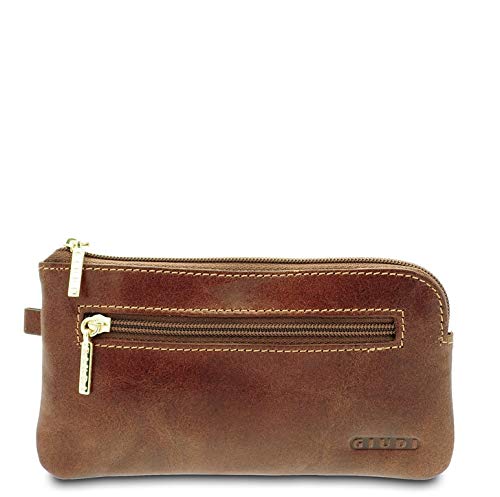 GIUDI ® - Schlüsselanhänger aus Rindsleder, Unisex, echtes Leder Braun, Braun